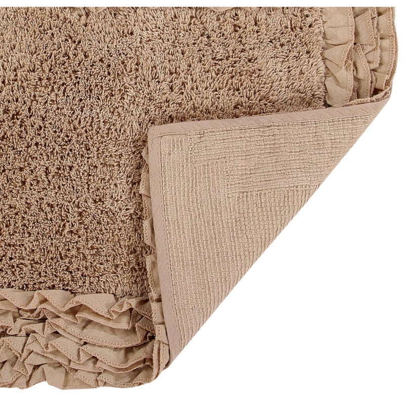 Better Trends Premium Bathroom 30â€ Round Mat 100% Cotton, Water Absorbent Non-Slip Backing, Machine Washable for Bathroom, Tub, and Shower Use, Beige Shaggy Border Collection - Image 4